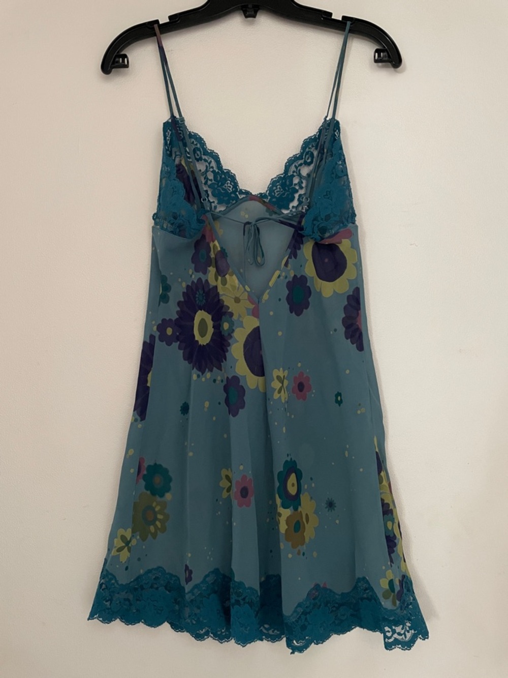 Victoria's Secret Teal Floral Lace-Trim Slip - Picture 2 of 6